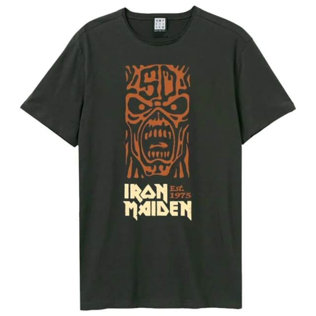 Amplified Amplified Men 50th Totem Pole Iron Maiden T-Shirt in Charcoal Size: 2X-large Charcoal XXL Male 5063806073321