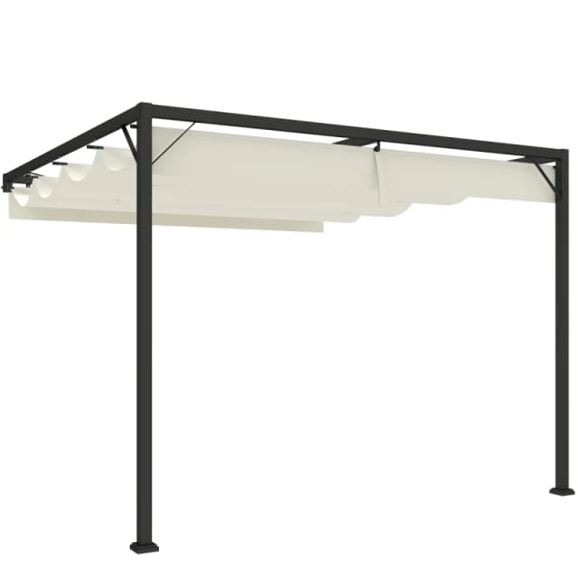 Outsunny 3 x 3(m) Outdoor Pergola Retractable Canopy Wall Mounted - Cream TJ Hughes 5063603025653