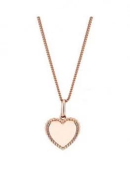 Simply Silver Rose Gold Plated Sterling Silver Personalised Engravable Beaded Edge Heart Pendant