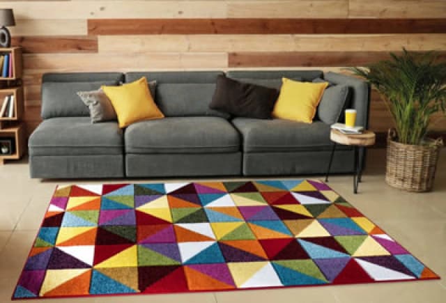 Smart Living Smart Living Modern Hand Carved Multicolour Soft Thick Area Rug - Geometric Triangle in Purple Size: 60cm x 110cm Purple 60cm x 110cm U