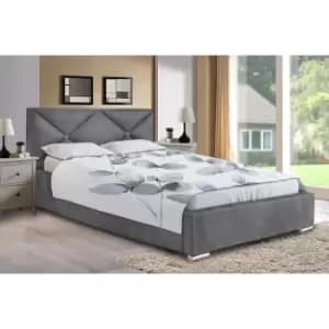 Mevena Bed Double Plush Velvet Grey