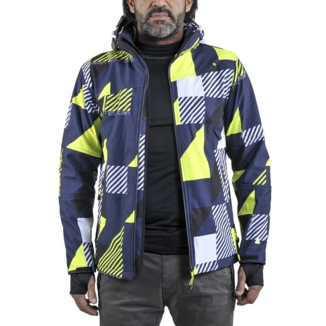 Peak Mountain Printed softshell jacket Peak Mountain Cover Bleu Male 2XL COVER/KS/MARINE-JAUNE