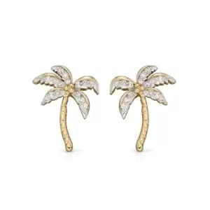 JG Signature 9ct Gold Diamond Palm Tree Stud Earrings