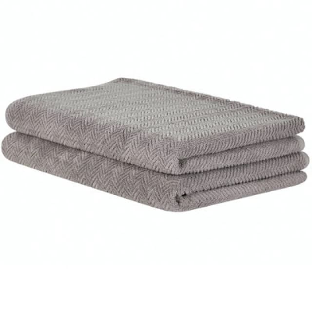 Beliani Set Of 2 Towels Mitiaro Terry Cotton Grey