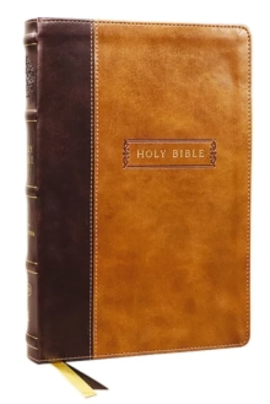 KJV Holy Bible with Apocrypha and 73,000 Center-Column Cross References, Brown Leathersoft, Red Letter, Comfort Print: King James Version Leather / fi