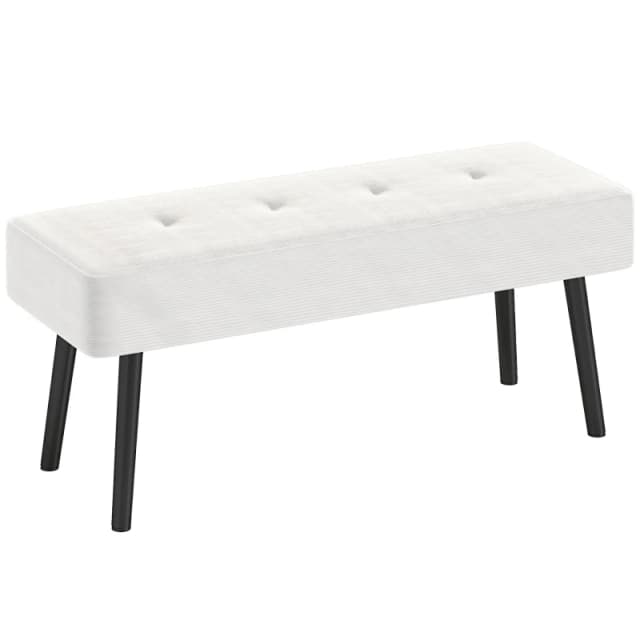 HOMCOM End of Bed Bench with Thick Padding and Steel Legs for Entryway - Cream TJ Hughes Grey 5063603543072