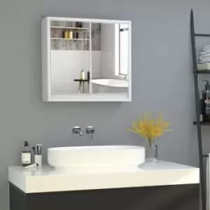 Wall Mounted Bathroom Mirror Cabinet with Storage Shelf White