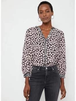Mint Velvet Elle Floral Contrast Blouse - Black