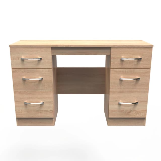 Ready Assembled 2 U Hampshire 6 Drawer Kneehole Desk (Ready Assembled) in Light Oak Light Oak Unisex