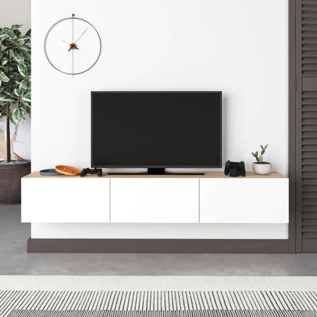 Decortie Francy' Modern TV Unit with Storage TV Cabinet 180cm in Natural Size: 2 Pack Natural Unisex 2 Pack