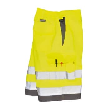 Portwest Mens Class 1 Hi Vis Poly Cotton Shorts Yellow / Grey 2XL
