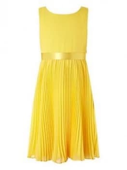 Monsoon Girls Keita Pleat Dress - Yellow