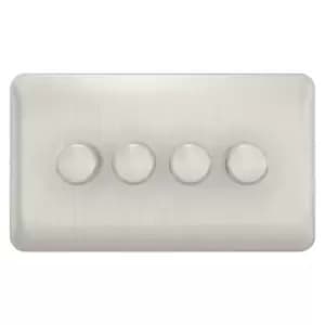 Schneider Electric Lisse Screwless Deco - 4 Gang Universal 2 Way Dimmer Light Switch, 250W/VA, GGBL6042CSSS, Stainless Steel