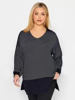 Yours Polo Neck Stripe Top - Blue Size 16, Women