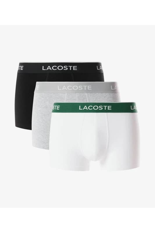 Lacoste Mens 3 Pack Trunks DTM Black/Grey/White Size: Large Multicolor Male L