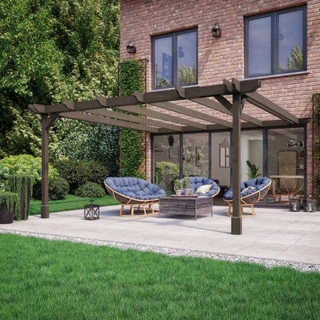 Rutland County Garden Furniture Ltd Wall Mounted Double Premium Pergola, Wood, L180 x W180 x H270cm, Brown Brown Unisex