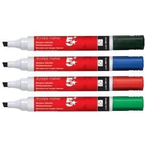 5 Star Office Drywipe Marker XyleneToluene free Chisel Tip 2 5mm Line Assorted Wallet 6