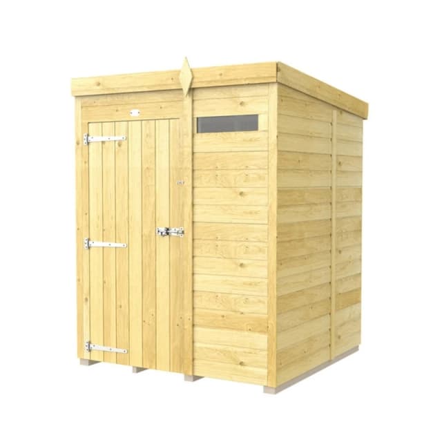 Buttercup Farm 5 x 5 Feet Pent Security Shed - Single Door - L147 x W158 x H201cm in Brown Brown Unisex