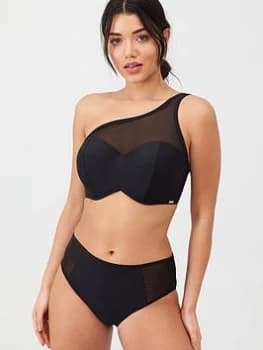 Panache Onyx One Shoulder Moulded Bikini Top - Black, Size 30Gg, Women