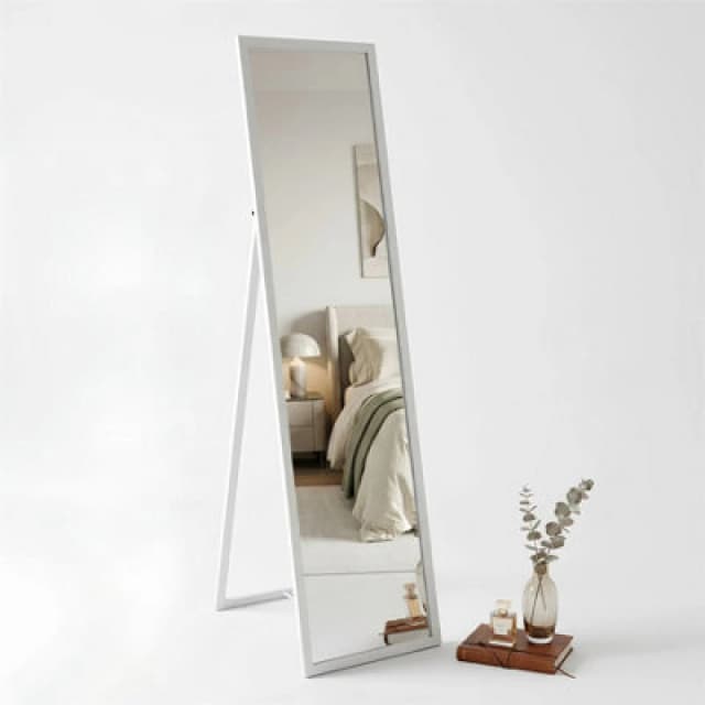 Harbour Housewares Square Full-Length Mirror - 137Cm X 35.5Cm - White - Large Tall Freestanding Mirror For Bedrooms & Hallways