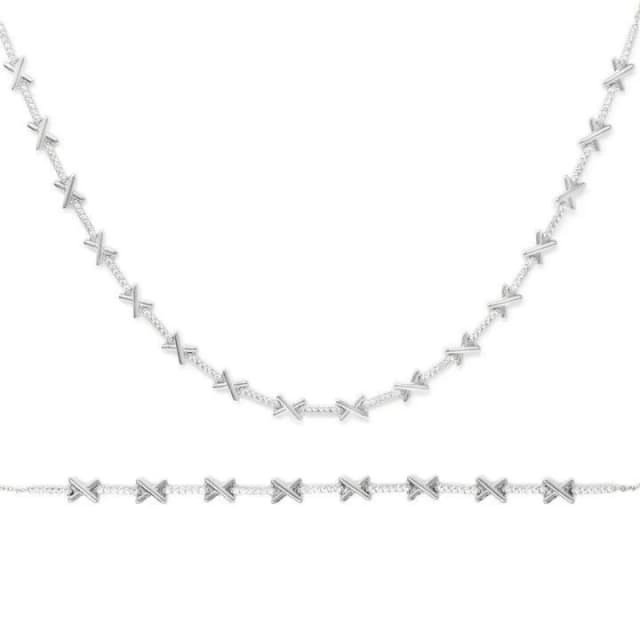 Say It With Kiss Tennis Gift Set - Silver Size: 18" Silver Unisex 18"