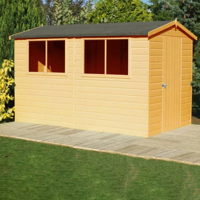 Shires Lewis Handmade Garden Shed Approx 12 x 8 Feet in Brown Brown Unisex