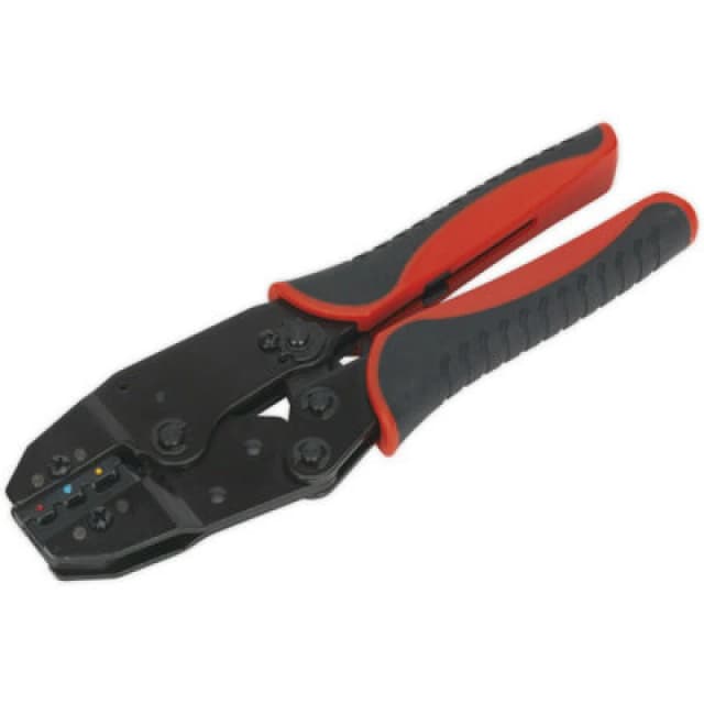 Loops Ratchet Insulated Terminals Crimping Tool - Comfort Grip Handles - Stamped Jaws Multi