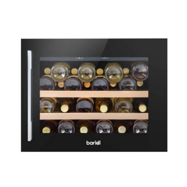 Baridi 60Cm Built-in 28 Bottle Wine Cooler With Beech Wood Shelves, Black DH205