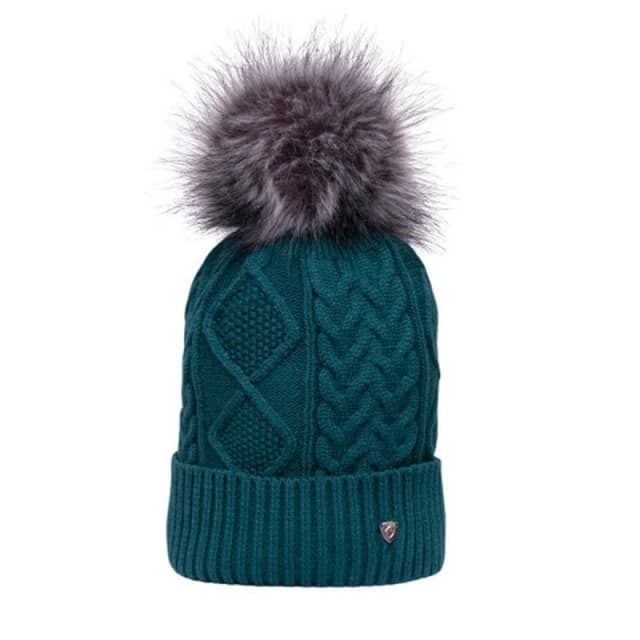 Hy Mens Vanoise Bobble Cable Knit Beanie in Bottle Green Bottle Green Male One Size