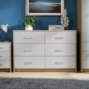 Stratford Wide Chest of 6 Drawers Grey Bedroom Storage Drawers Metal Runners - Grey