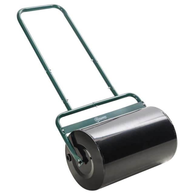 Outsunny Combination Push/Tow Lawn Roller Filled with 38L Sand or Water Garden Dark Green