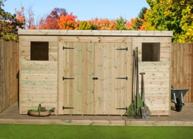 Empire Sheds Empire 5000 Pent 12X7 Double Door Centre Windows