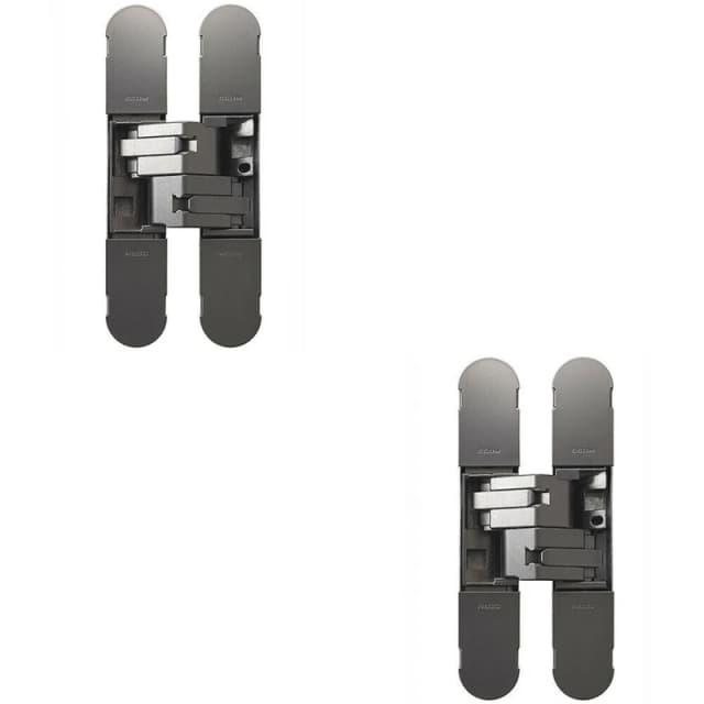 Loops 2x 134 x 24mm Concealed Medium Duty Hinge Fits Unrebated Doors Matt Nickel Metallics