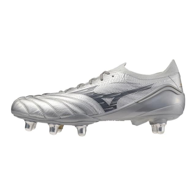 Mizuno Morelia Neo IV Elite Adults Soft Ground Rugby Boots Glx Slv/C Gry male 7 (41)