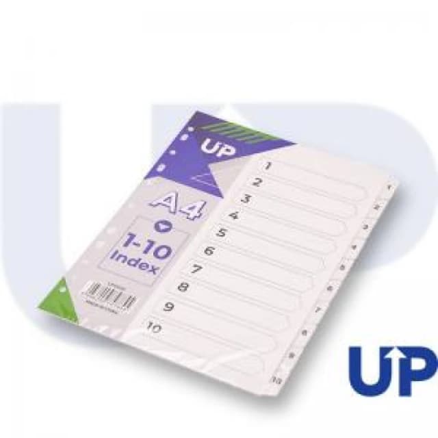 UP Index White Clear Tabs 1 - 10