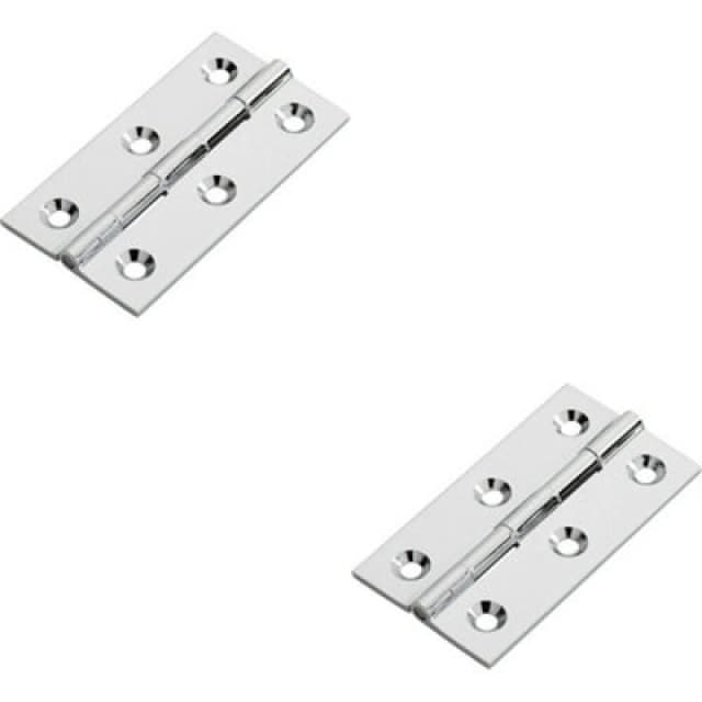 Loops 2x PAIR 64 x 35 x 2mm Cabinet Hinge Polished Chrome Small Cupboard Door Multi
