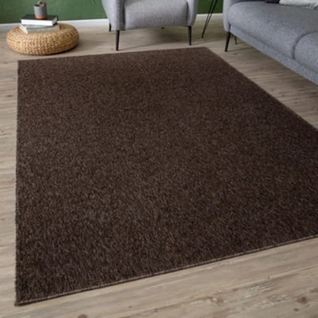 The Rugs Solid Design Low Pile Living Room Rugs In Brown Flex Collection 1000B