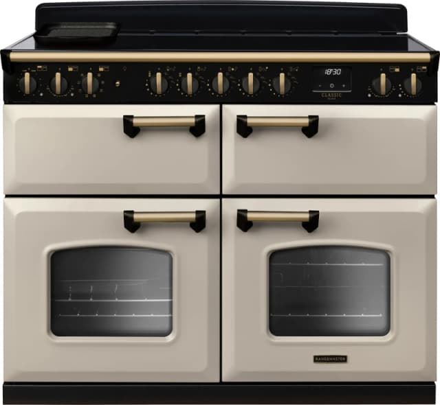 Rangemaster CLDLB110EIPPCR/AB1 Classic Deluxe BC 110cm Induction Range Cooker Antique Brass Trim 18388 - Pale CREAM CLDLB110EIPPCR/AB1