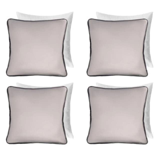 OHS OHS 4 Pack Matte Velvet Piped Filled Cushion Covers Home Decor Set in Light Grey Size: 45cm x 45cm Light Grey 45cm x 45cm Unisex 5027434217939