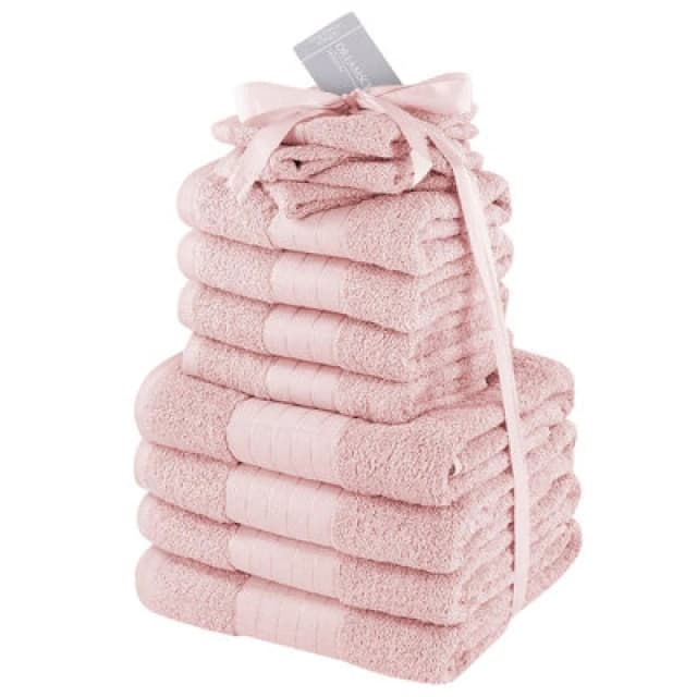 Dreamscene Dreamscene Luxury 100% Cotton 12 Piece Bathroom Towel Bale Set in Light Pink Size: Bath Towel Light Pink Bath Towel Unisex 5027434002917