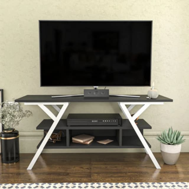 Decorotika Minerva TV Stand TV Unit For Tv's Up To 55" White And Anthracite