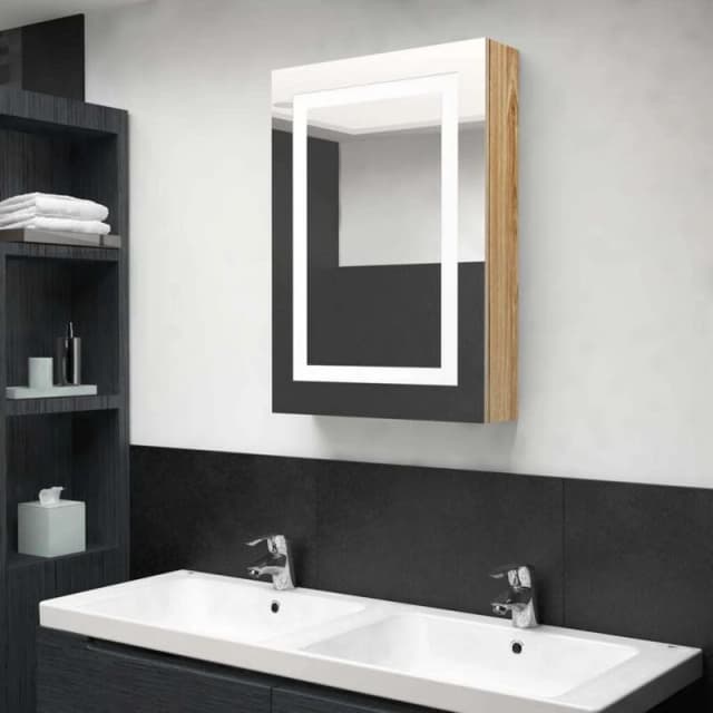 VIDAXL LED Bathroom Mirror Cabinet Oak 50x13x70cm Vidaxl 8720286332559