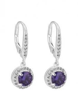 Simply Silver Sterling Silver Cubic Zirconia Purple Clara Drop Earrings