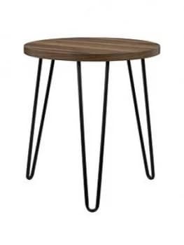 Owen Round Side Table - Walnut Effect