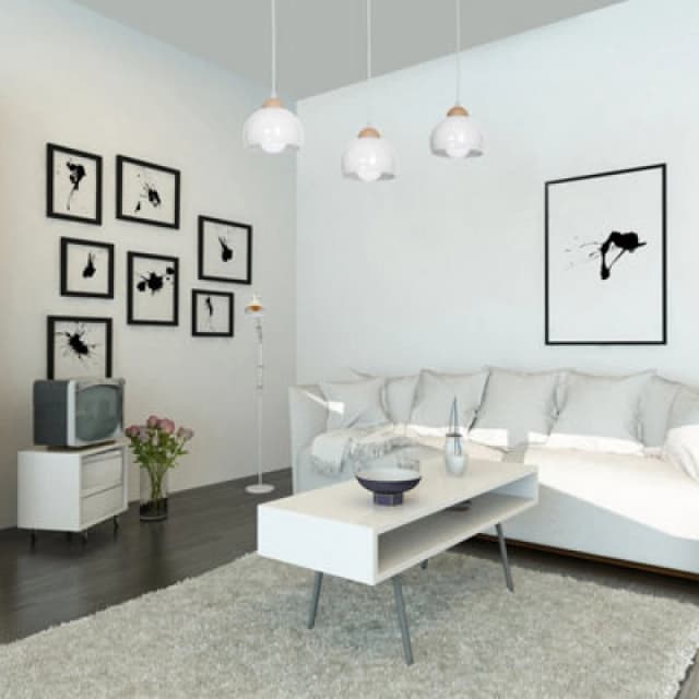 Milagro Dama White Pendant Light 3Xe27 Hand Made Scandi Style Hanging Ceiling Lamp Enhanced By Natural Wood Detail