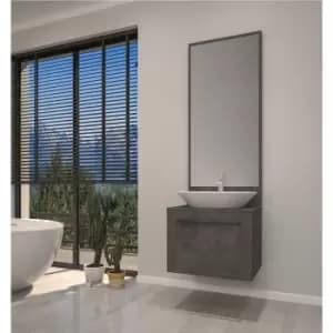 600mm Grey Wall Hung Countertop Vanity Unit with Basin and Mirror - Nerja