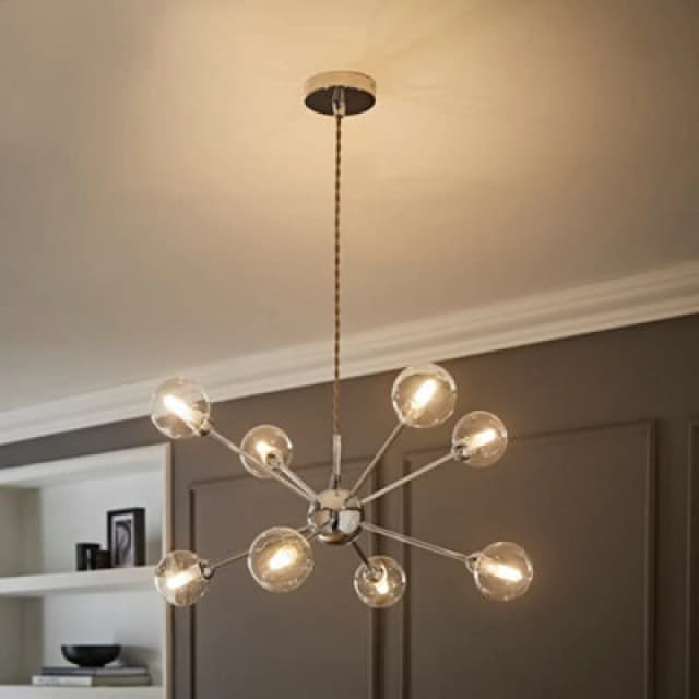 ValueLights ValueLights Sputnik Adjustable Drop 8 Way Glass Globe Ceiling Pendant Light in Silver Silver One Size Unisex 5016529274865