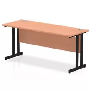 Impulse 1600 x 600mm Straight Desk Beech Top Black Cantilever Leg