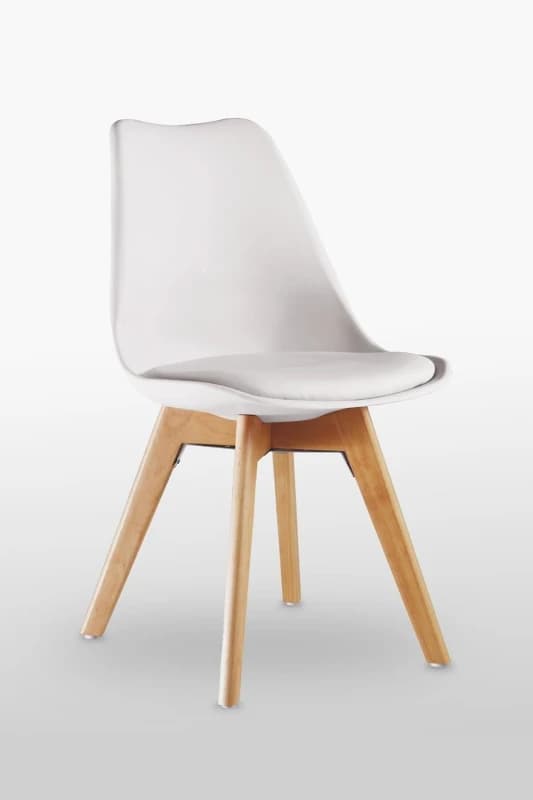 Life Interiors Life Interiors Single Scandinavian Dining Chair with Leather Cushions Solid Wood Legs in White White One Size Unisex 5060385911228