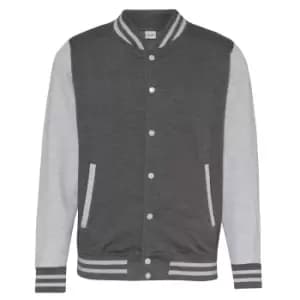 Awdis Unisex Varsity Jacket (L) (Charcoal/Heather Grey)